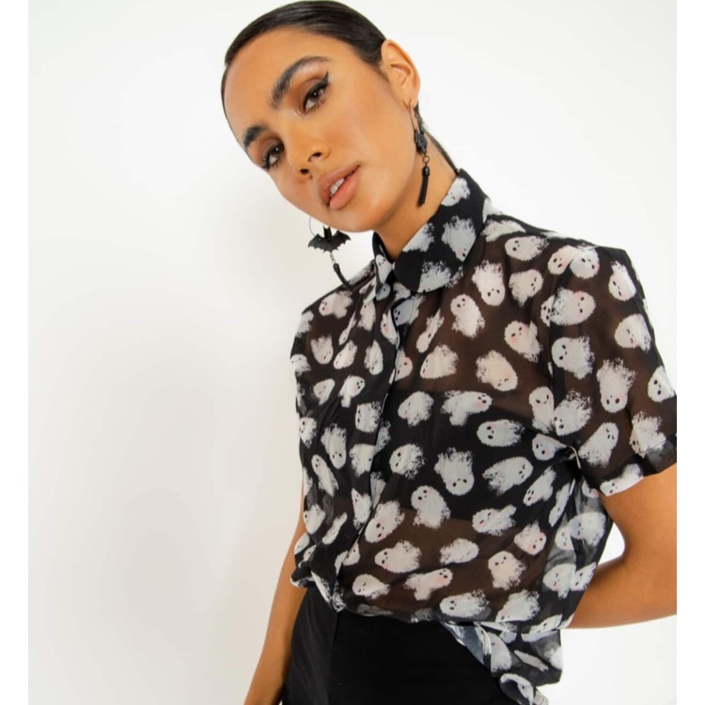 Blackmilk NWT Ghosties Cute As A Button Shirt